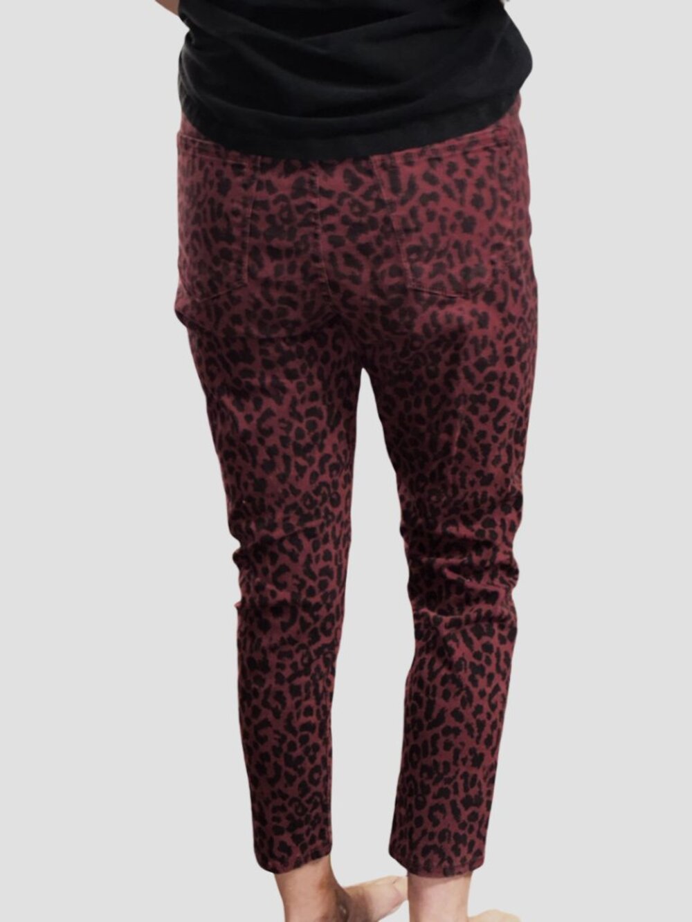 Sz.12*Social Standard*Burgundy/Black Animal-Print Skinny Jeans - Picture 2 of 6